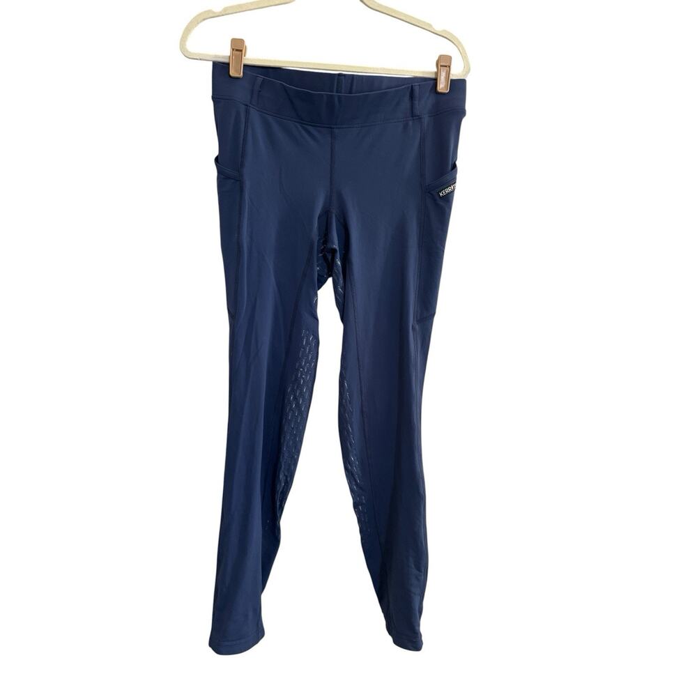 Kerrits Womens Large Equestrian Riding Leggings Blue Stretch Pull On Pants #7052